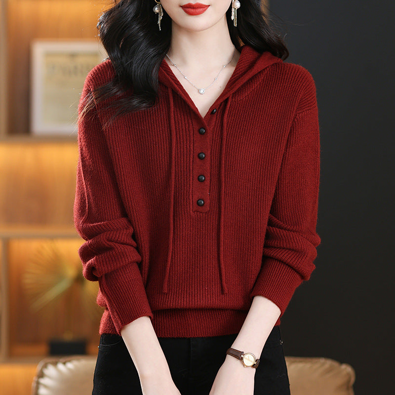 Womens Hooded Knitted Sweater