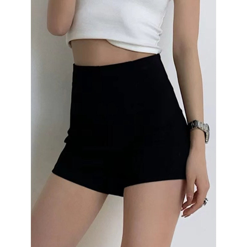 Women's High Waist A-Line Black Casual Shorts