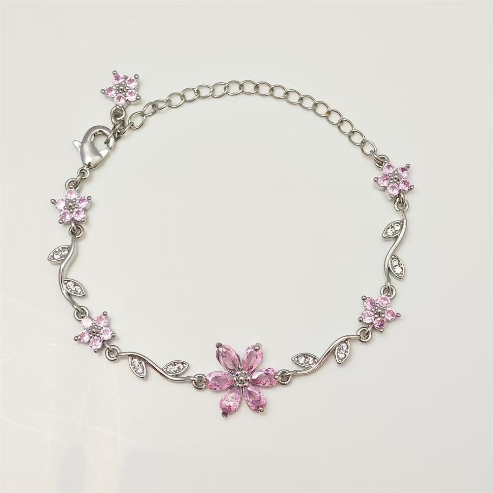 Cute Bow Heart Zircon Gold Plated Bracelet