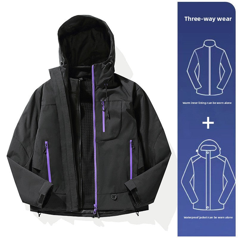 Windproof Waterproof Outdoor Jacket with Removable Fleece Liner