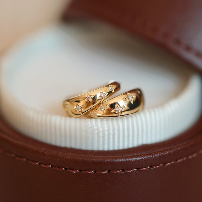 Celestial Star Huggie Earrings in 18K Gold Plated Vermeil