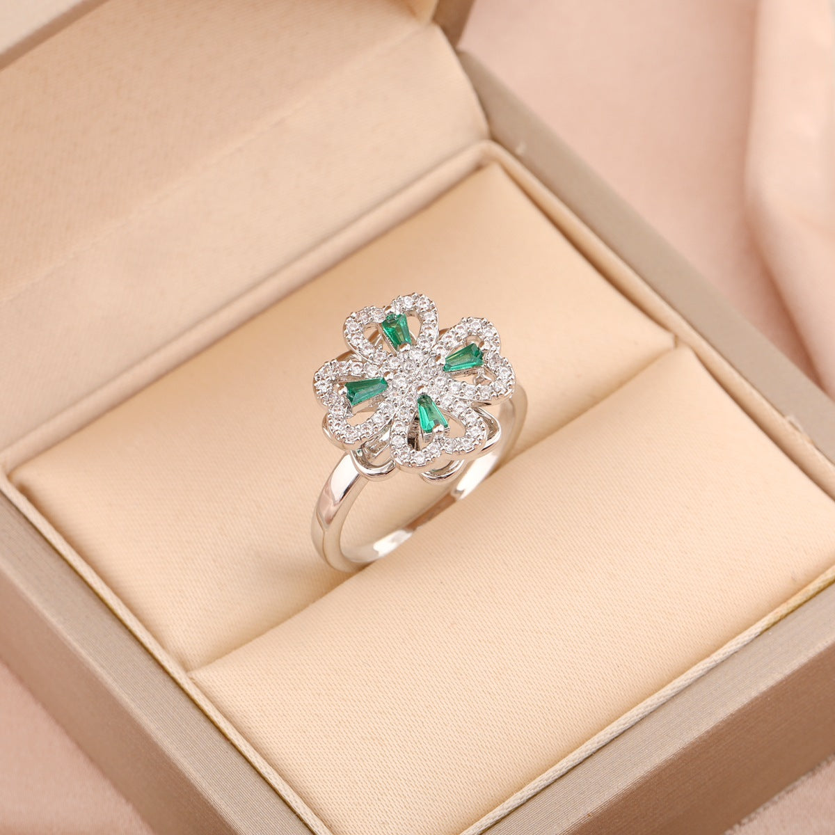 Adjustable Spinning Zircon Copper Ring
