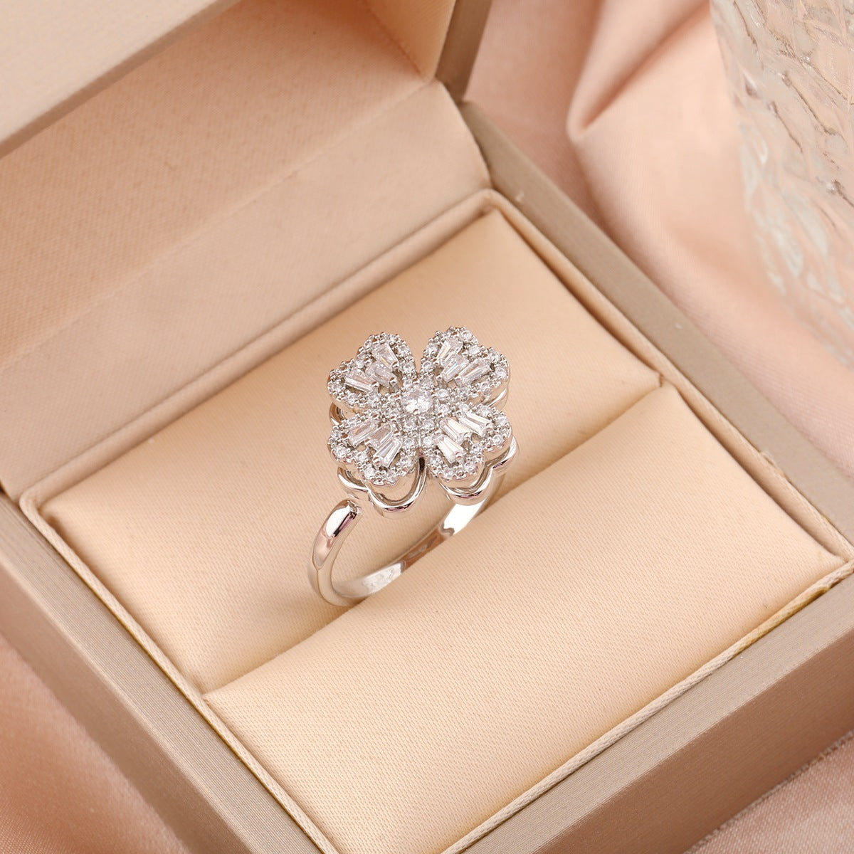 Adjustable Spinning Zircon Copper Ring