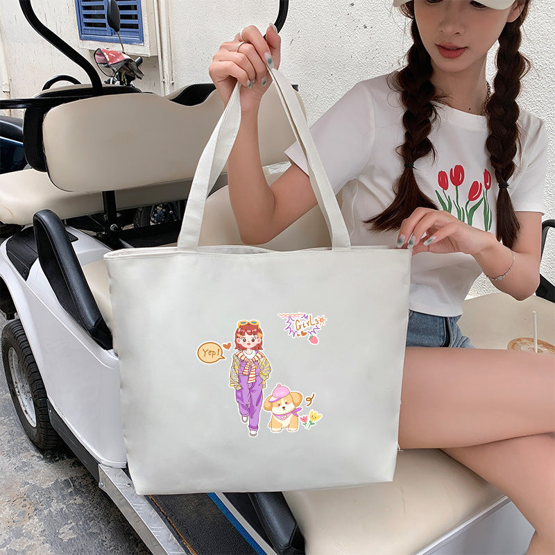 Canvas Tote Bag with Trendy Prints