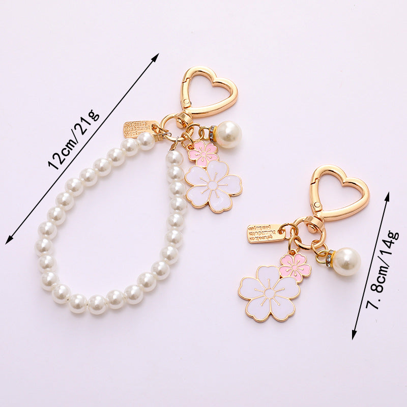 Pearl necklace pendant bag charm