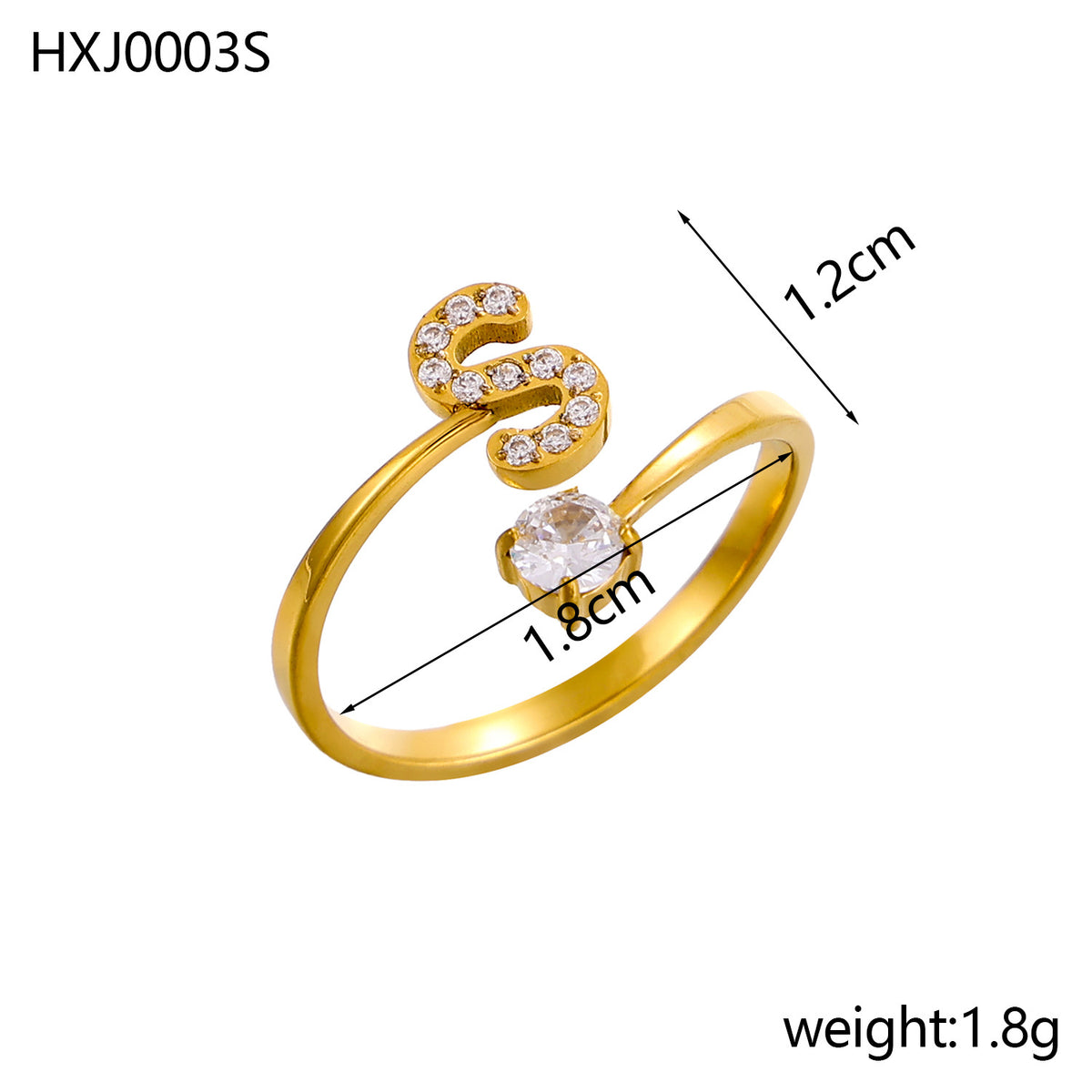 Letter Open Ring with Diamond Accents