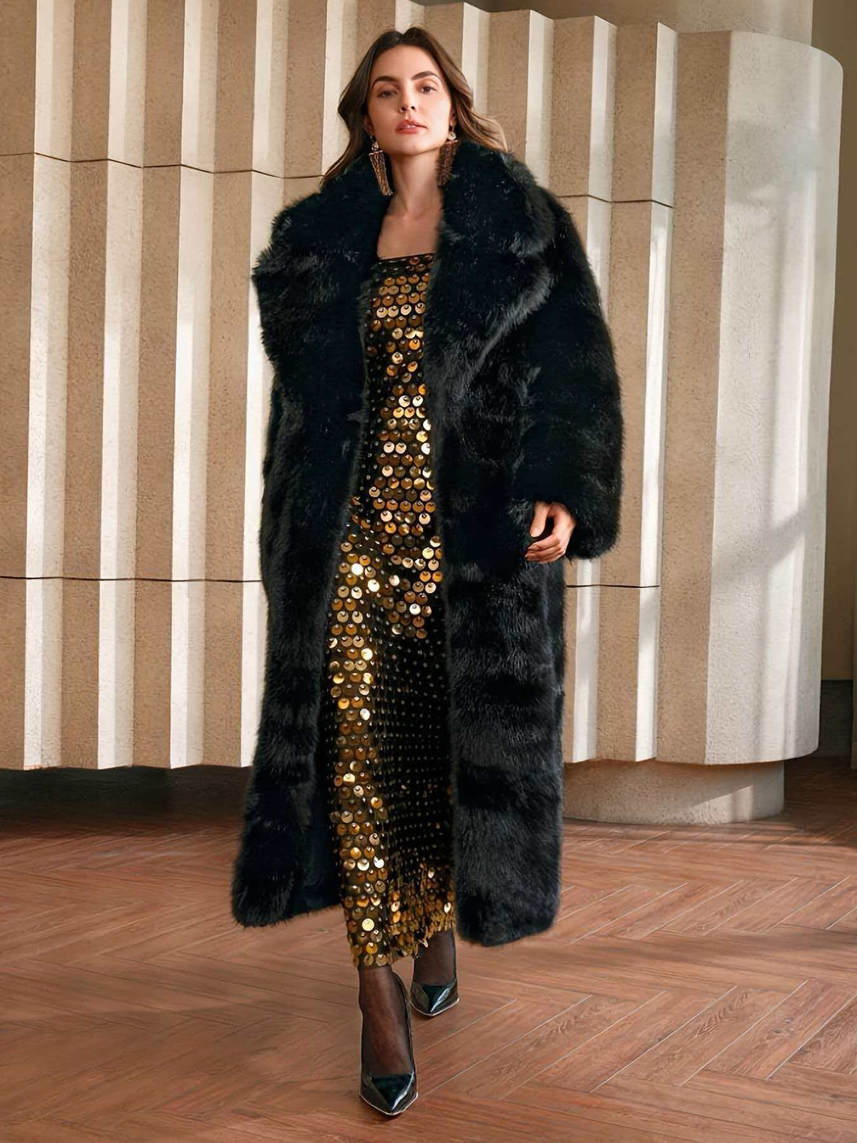Women's Plus Size Fur Coat