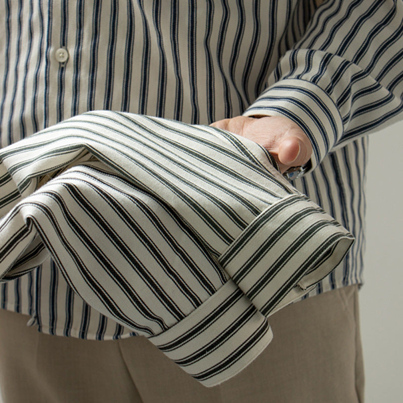 Mens Striped Long Sleeve Shirt - Comfortable Cotton Blend