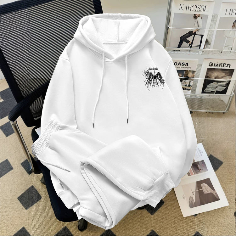 Gothic Print Hooded Sweatshirt