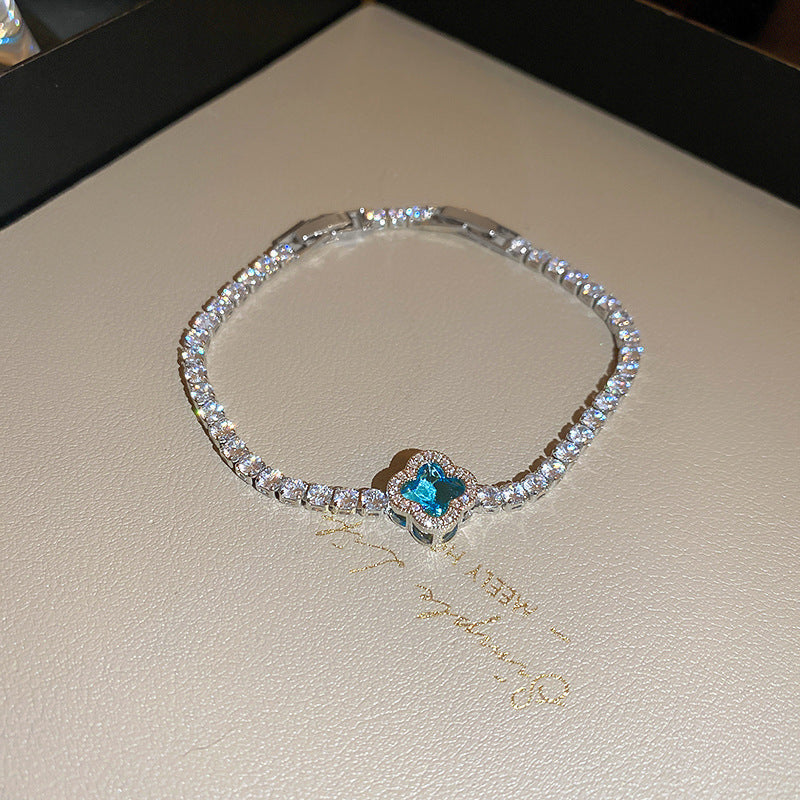 French Style Pink Zircon Flower Bracelet