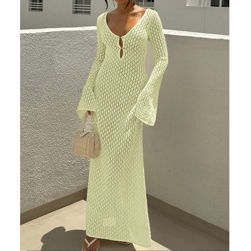 Sheer-textured long dress
