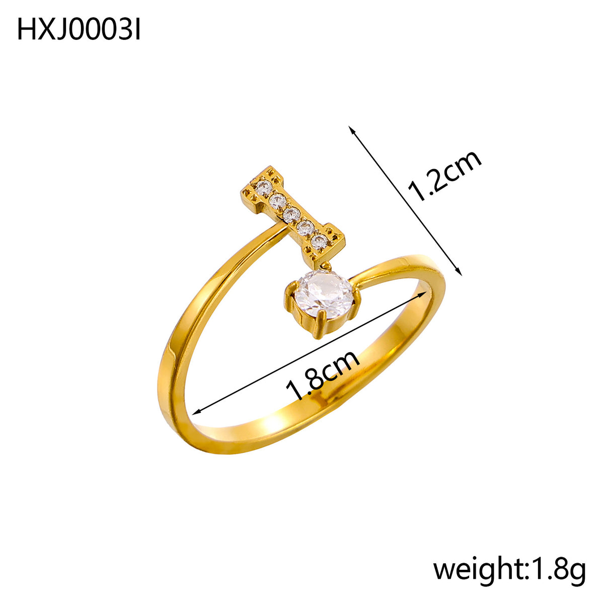 Letter Open Ring with Diamond Accents