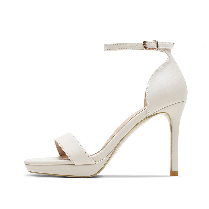 Women's Thin Heel Strap Sandals with Buckle
