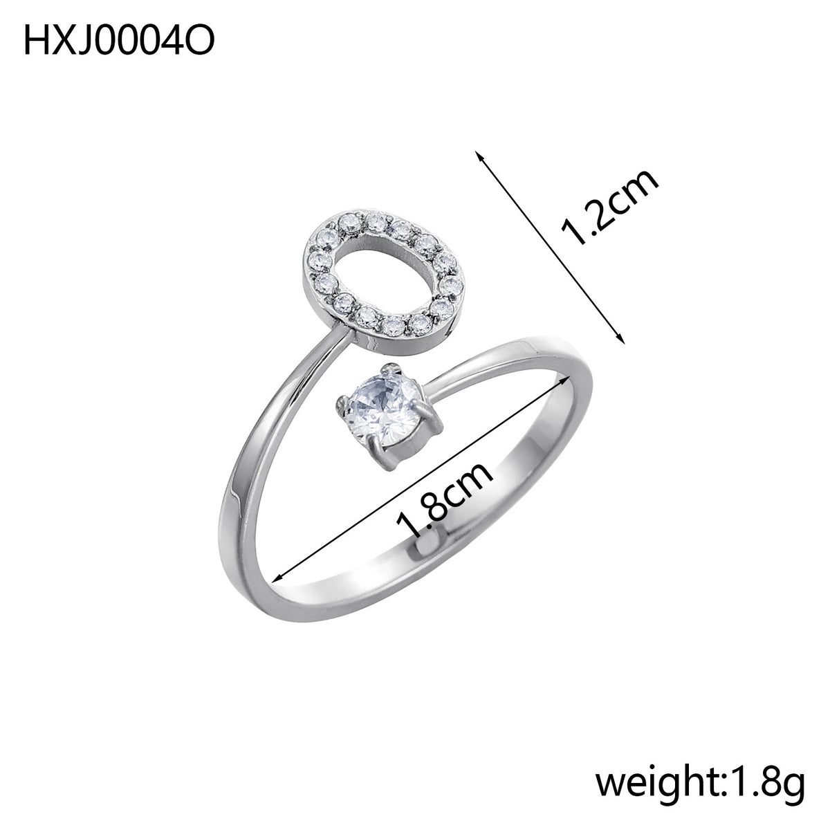 Letter Open Ring with Diamond Accents