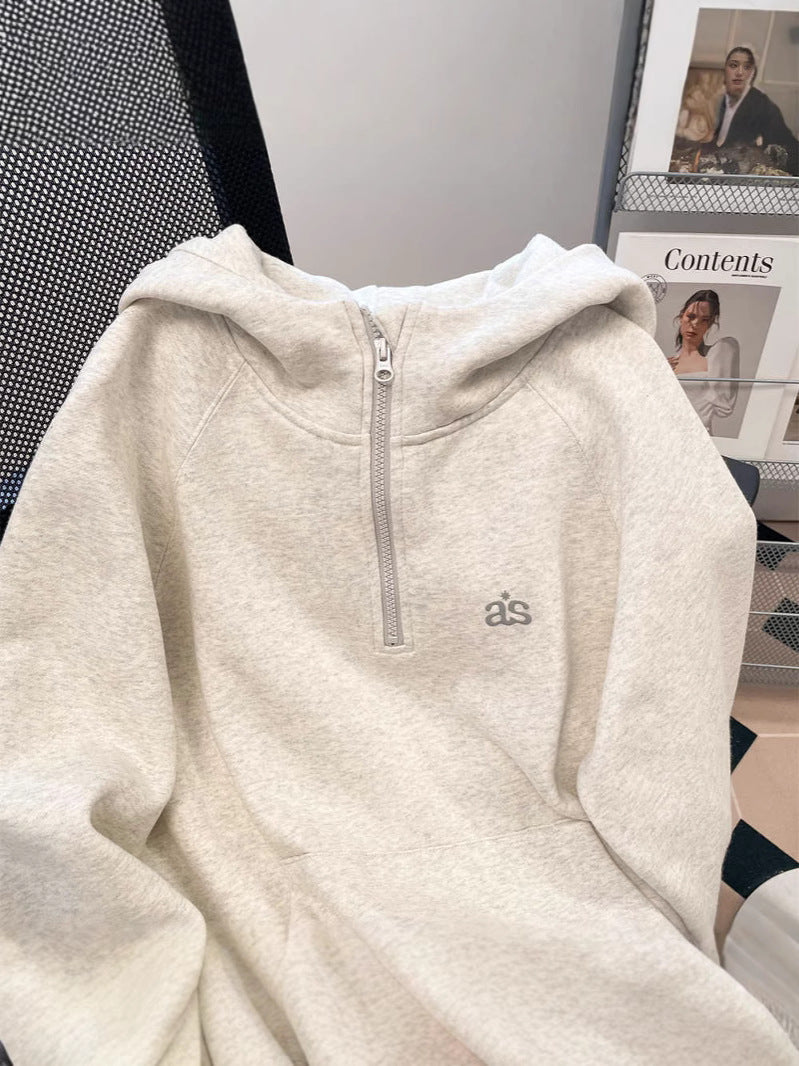 Half-Zip Fleece-Lined Hooded Sweatshirt