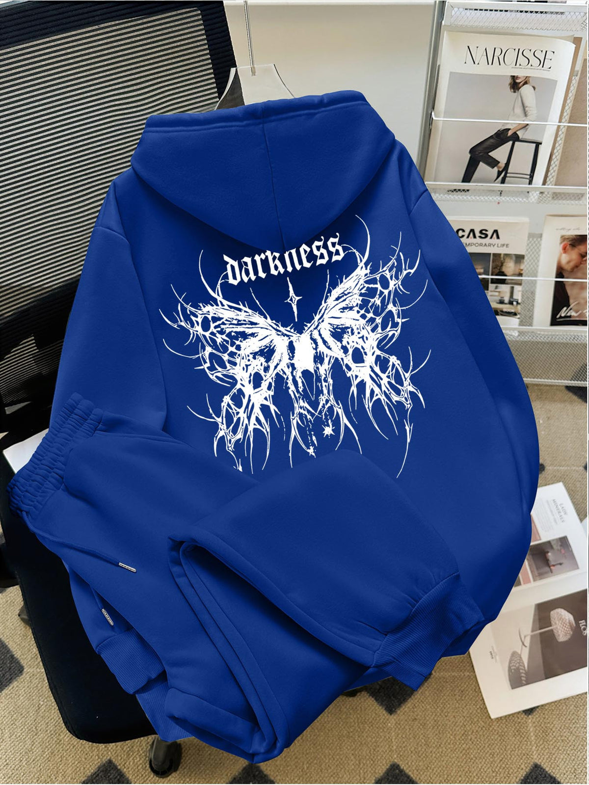 Gothic Print Hooded Sweatshirt