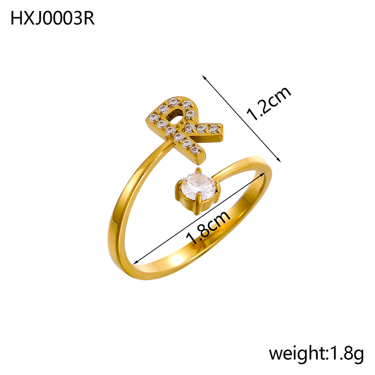 Letter Open Ring with Diamond Accents