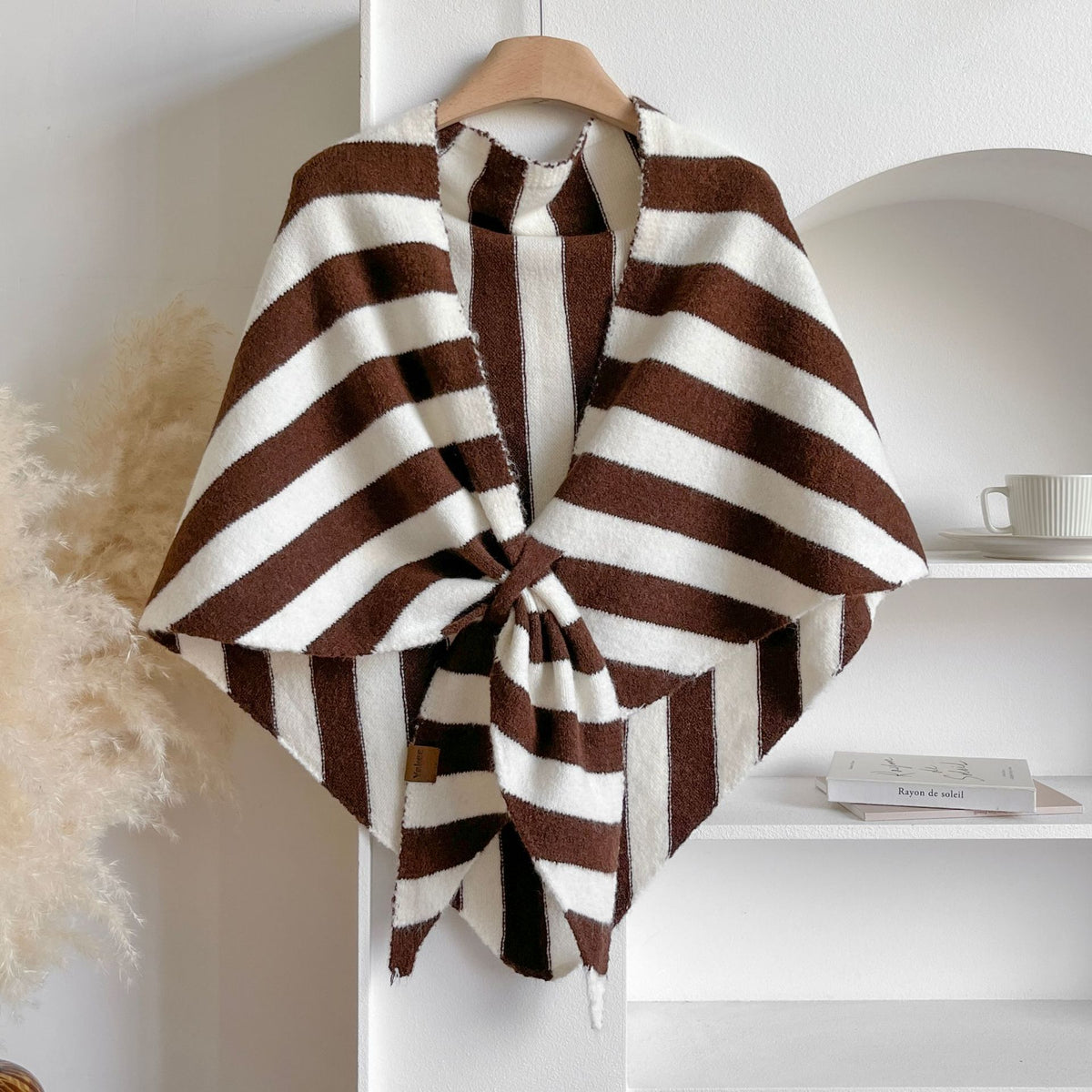 Cozy Knit Triangular Wool Shawl