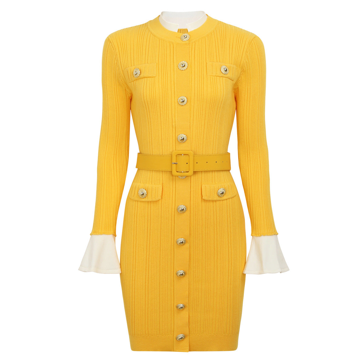 Womens Flared Sleeve Knit Dress