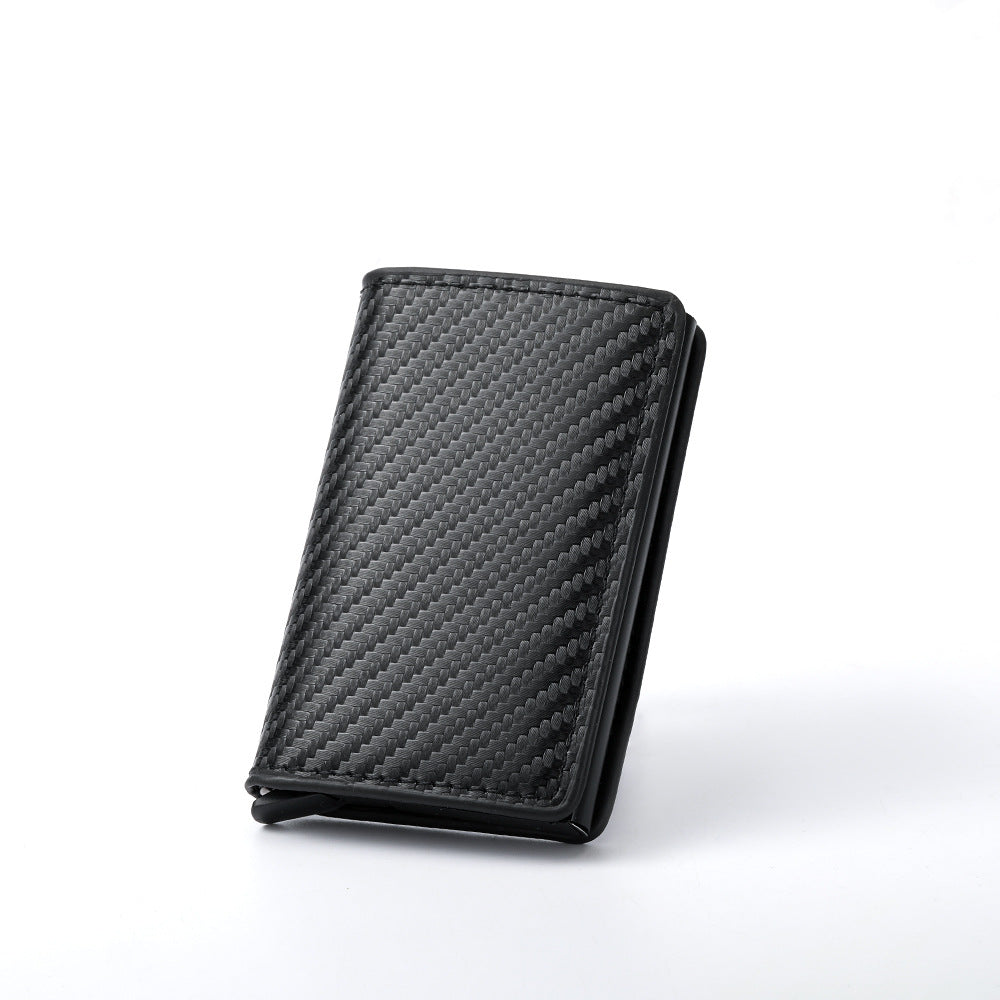 Men's ultra-thin carbon fiber automatic pop-up card wallet