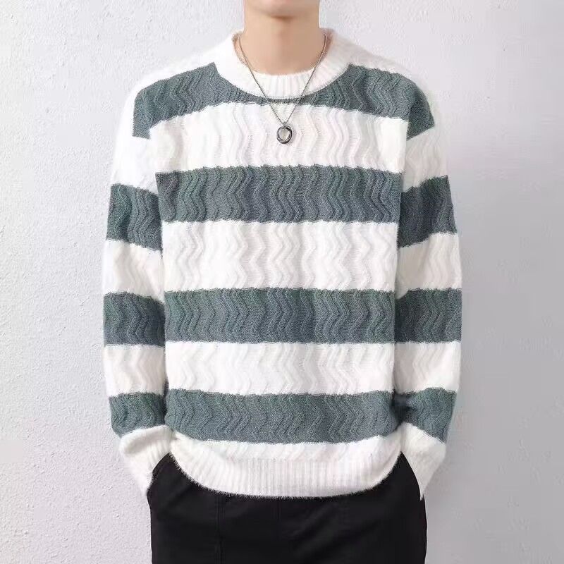 Mens Striped Knit Sweater