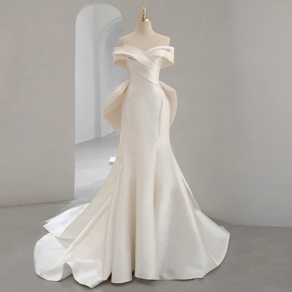 French Satin Fishtail Wedding Dress