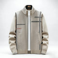 Men Fleece Lined Stand Collar Cardigan Sweater
