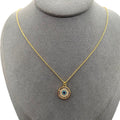 Gold Vermeil Geometric Pendant Necklace with Multicolor Zircon Stones
