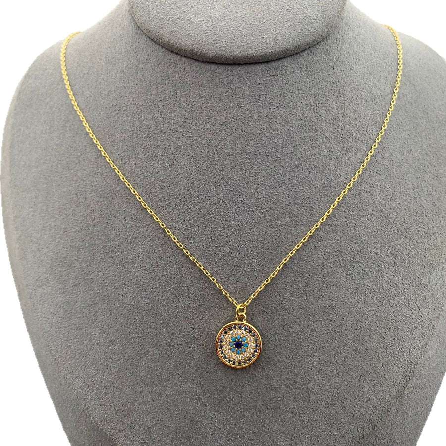 Gold Vermeil Geometric Pendant Necklace with Multicolor Zircon Stones
