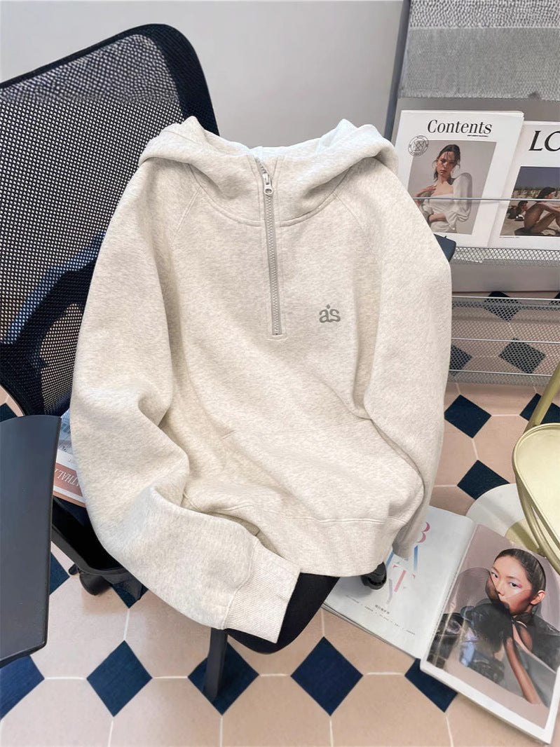 Half-Zip Fleece-Lined Hooded Sweatshirt