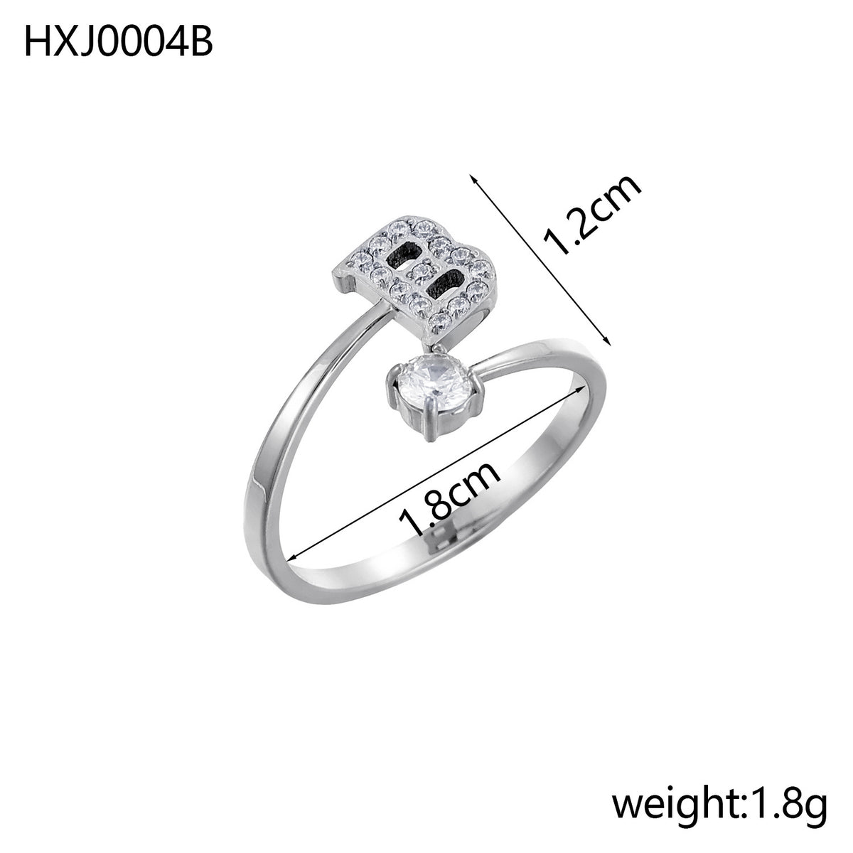 Letter Open Ring with Diamond Accents