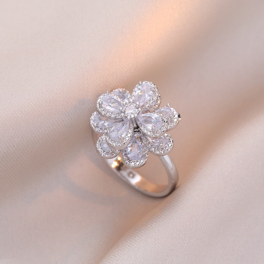Adjustable Spinning Zircon Copper Ring