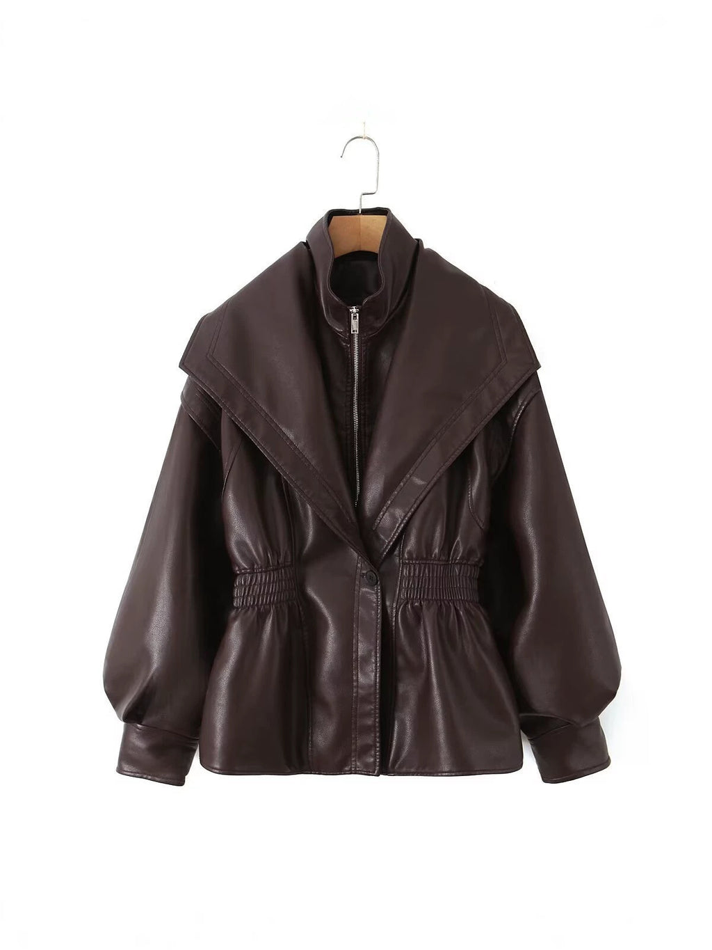 Fashion Turn-Down Collar Leather Jacket