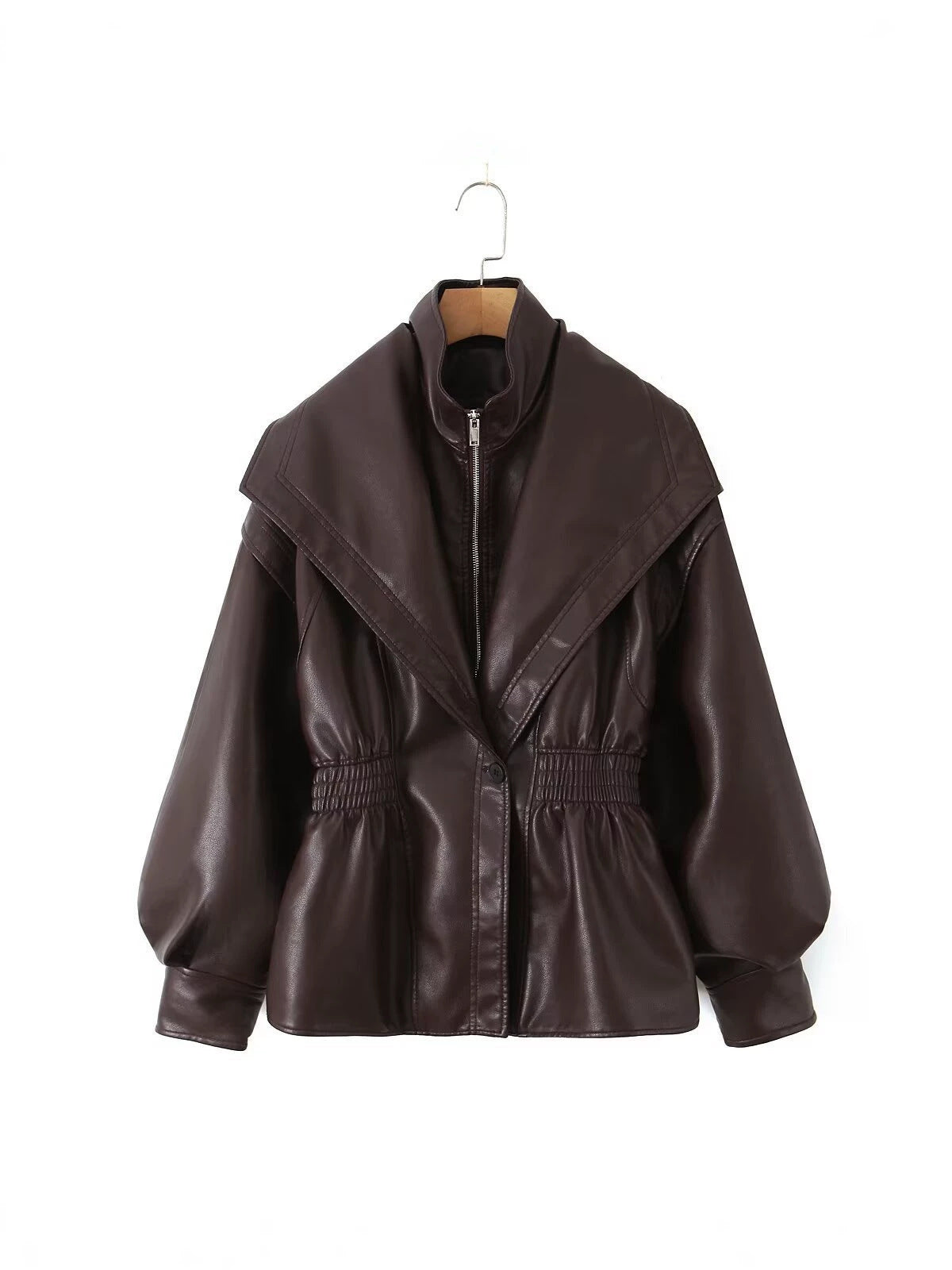 Fashion Turn-Down Collar Leather Jacket