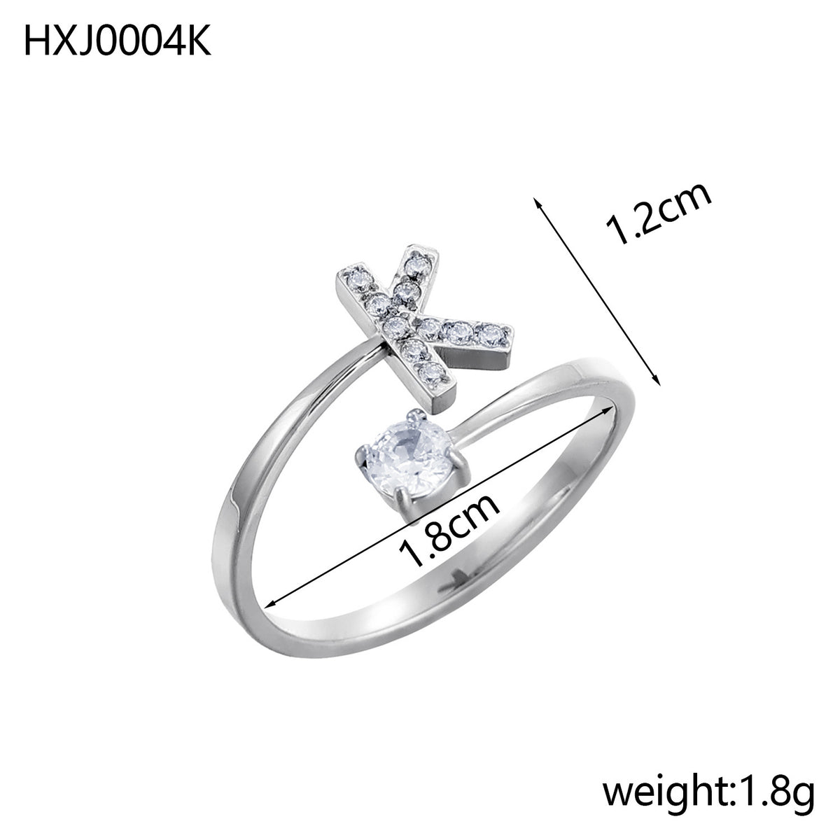 Letter Open Ring with Diamond Accents