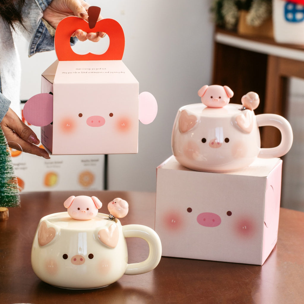 Creative Piggy Ceramic Mug with Lid