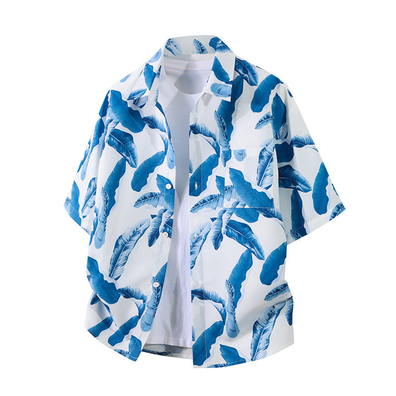 Men's Floral Print Casual Shirt - Lightweight Polyester, Multiple Colors