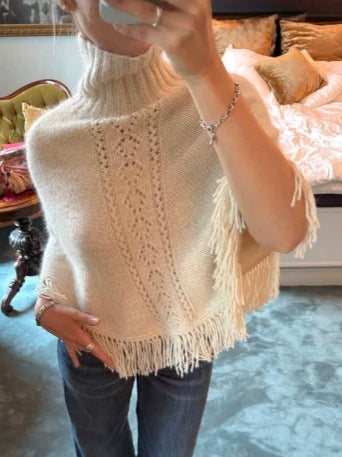Elegant Tassel Edge Knit Sweater Top
