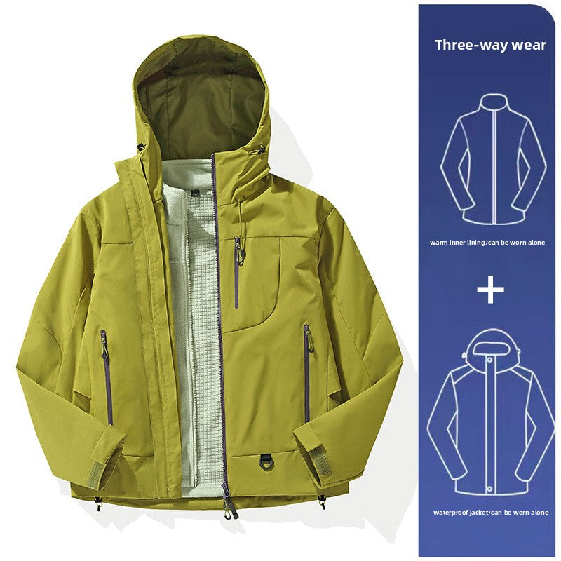 Windproof Waterproof Outdoor Jacket with Removable Fleece Liner