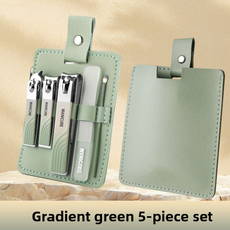 A 5-piece stainless steel nail clipper storage box set