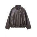 Retro Motorcycle Style Faux Leather Lapel Zipper Jacket