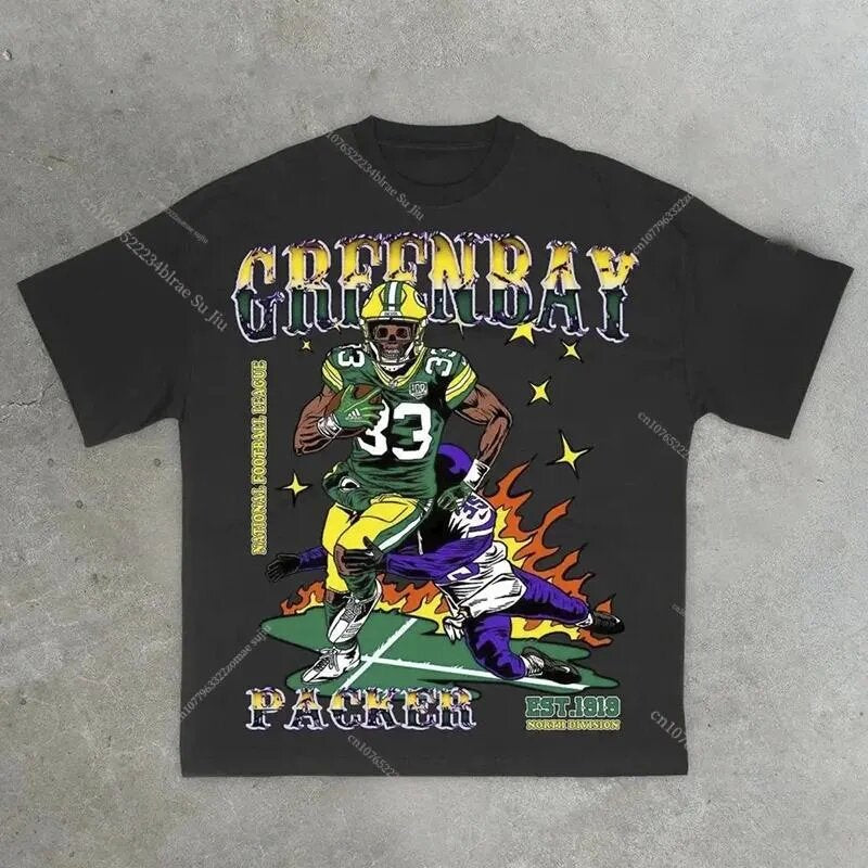 Men's Oversized Cotton T-Shirt with Bold Y2K Graphic Prints
