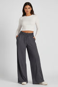 Solid-color casual wide-leg pants