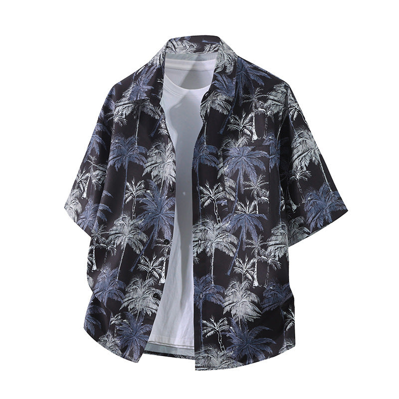 Men's Floral Print Casual Shirt - Lightweight Polyester, Multiple Colors
