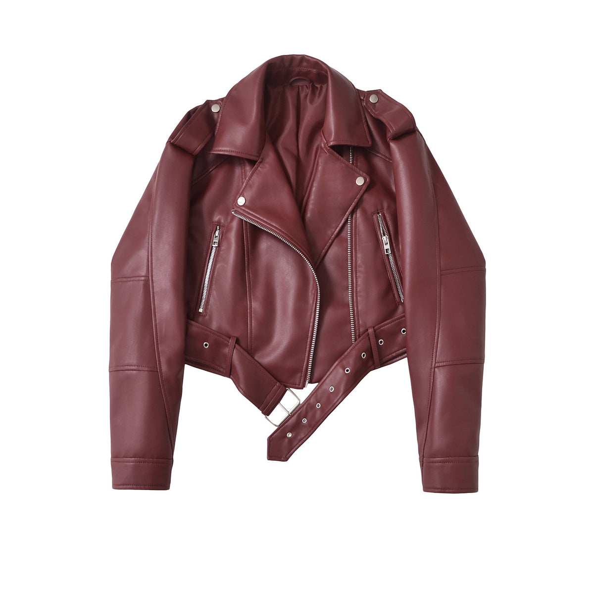 Womens Two-Tone PU Leather Jacket