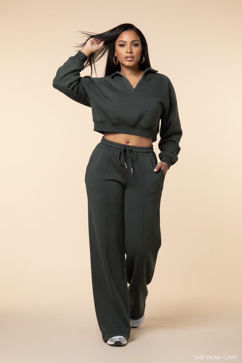 Women Casual Solid Color Tracksuit Set
