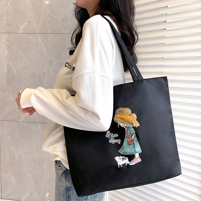 Canvas Tote Bag with Trendy Prints