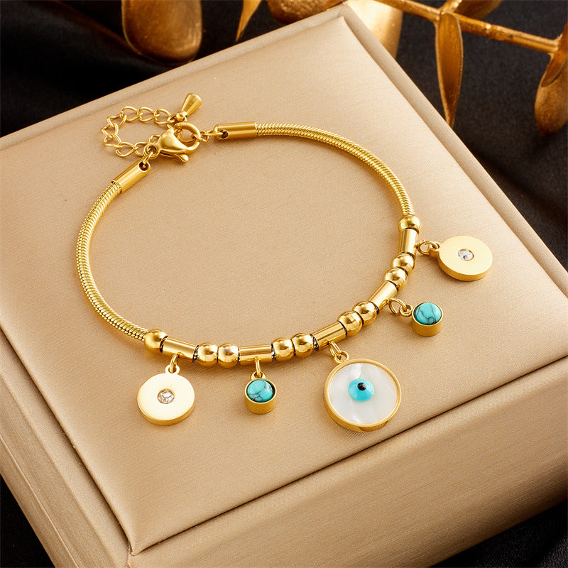 Fashion Titanium Steel Butterfly Heart Pendant Bracelet