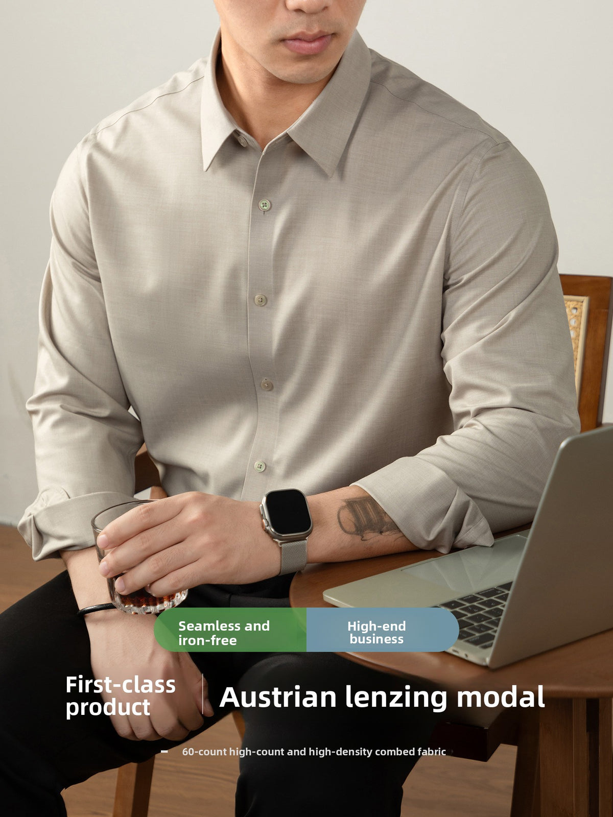 Business Long-Sleeved Plain-Colored Shirt - Premium Modal Blend