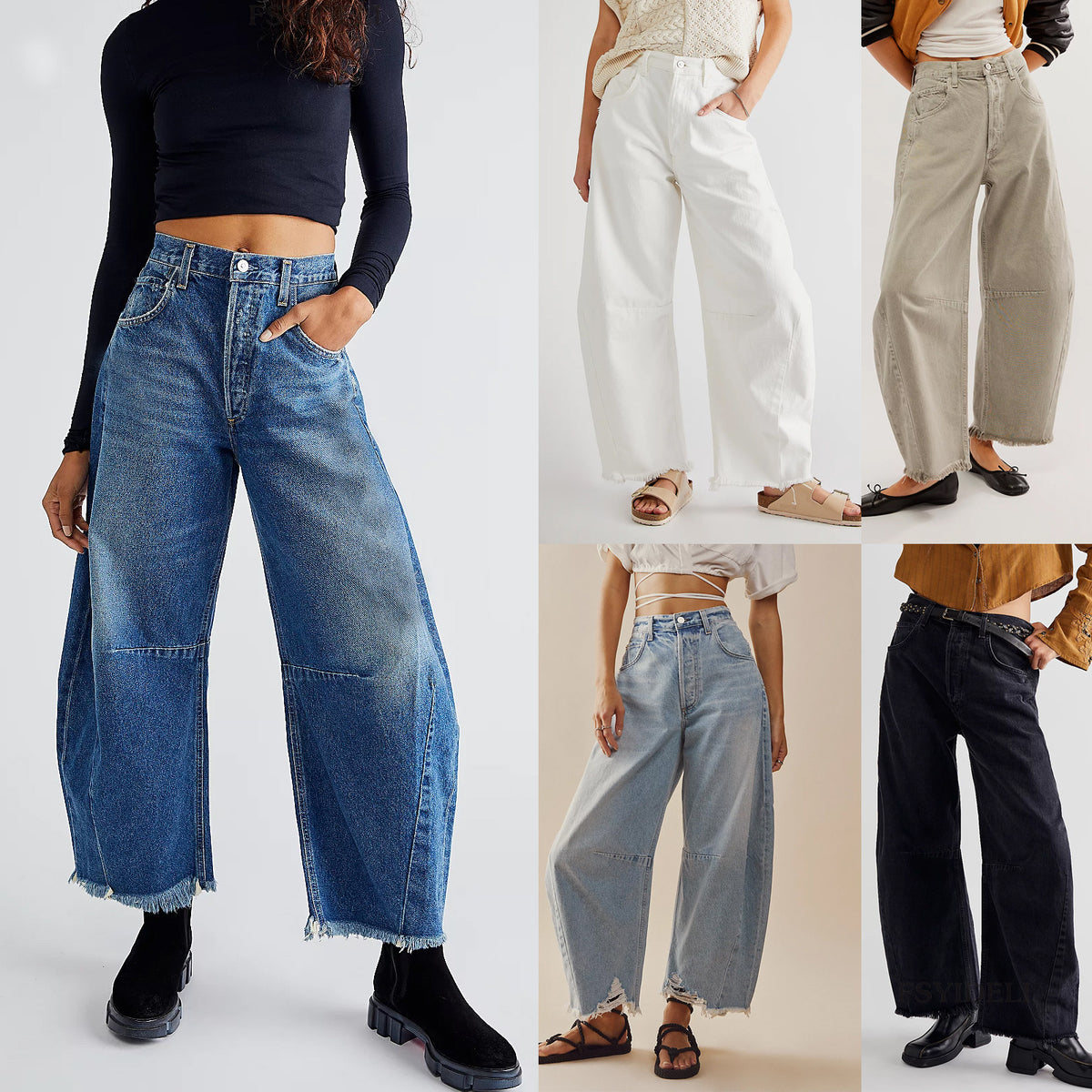 Straight-Leg Sickle Pants Jeans New Multicolor Nine-Point Pants Casual Wide Leg Pants